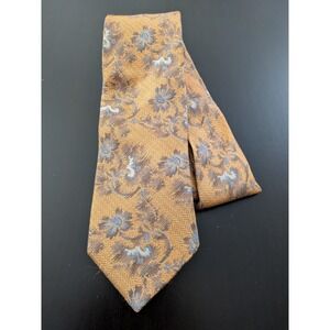 XMI Platinum Tie Necktie Yellow Floral Jacquard Silk 60"